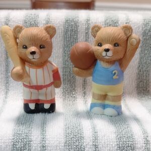 Home Interiors Sports Bear Figurine Set - Red, White, Blue, Yellow